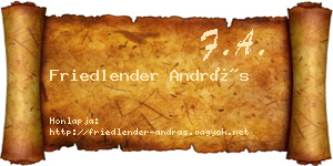 Friedlender András névjegykártya